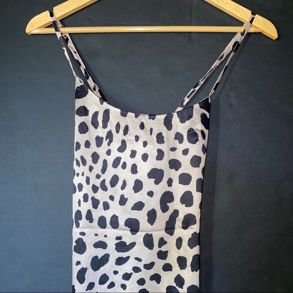 Silky fitted dalmatian print dress